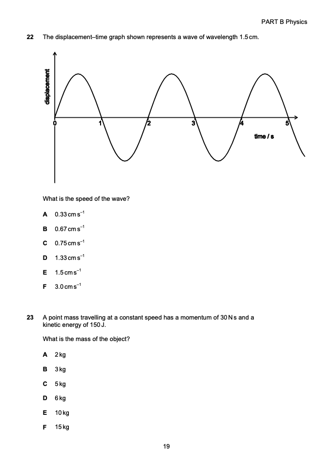 NSAA Section Physics Page Example