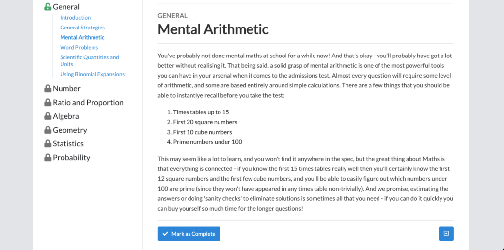 General Mental Arithmetic