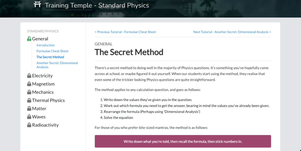 Training Temple - Standard Physics