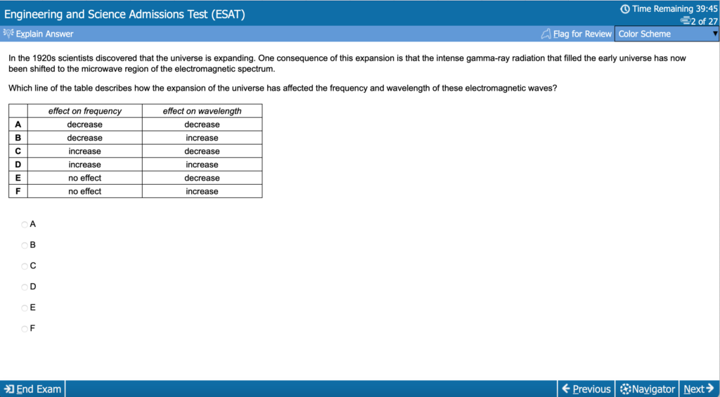 ESAT Physics Platform Screenshot