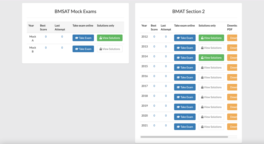 BMSAT Exam Arena Home Screen